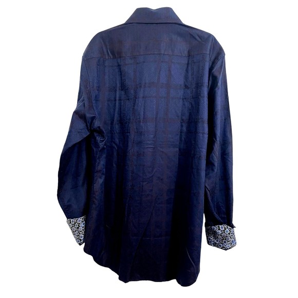 ROBERT GRAHAM Long Sleeve Shirt Dark Blue Paisley Button Front Flip Cuffs Sz M - Picture 6 of 8